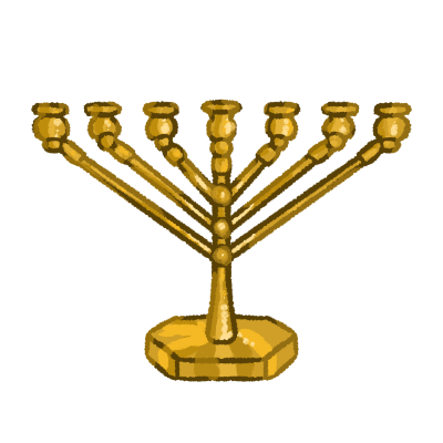 Also, here's the golden version of the temple menorah isolated to be a symbol for 'temple menorah'.